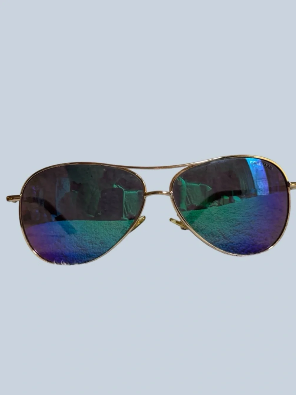 Unisex Aviator Sunglasses with Blue-Green Mirrored Lenses